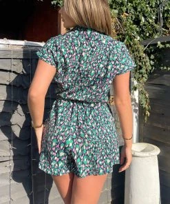 AX Paris Jumpsuits And Playsuits Navy Green And Pink Printed Belted Playsuit 8 AX Paris Jumpsuits And Playsuits Navy Green And Pink Printed Belted Playsuit