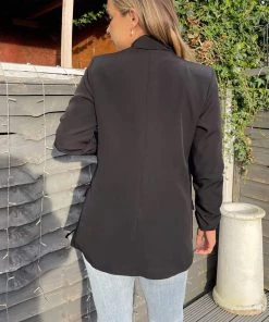 AX Paris Black Ruched Detail Sleeve Blazer