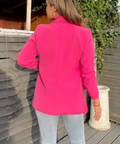 AX Paris Coats & Jackets Pink Ruched Detail Sleeve Blazer