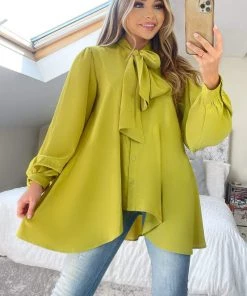 AX Paris Lime Tie Neck Shirt