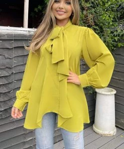 AX Paris Lime Tie Neck Shirt