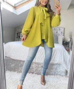 AX Paris Lime Tie Neck Shirt 7 AX Paris Lime Tie Neck Shirt