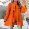 AX Paris Orange Tie Neck Shirt