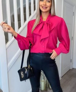 AX Paris Pink Tie Neck Shirt