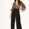 AX Paris 2 In 1 Leopard Print Frill Sleeve Jumpsuit Jumpsuits And Playsuits