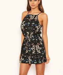 AX Paris Black Floral Print Tie Waist Playsuit 9 AX Paris Black Floral Print Tie Waist Playsuit