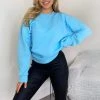AX Paris Tops Baby Blue Oversized Sweatshirt