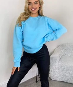 AX Paris Tops Baby Blue Oversized Sweatshirt
