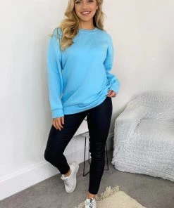 AX Paris Tops Baby Blue Oversized Sweatshirt