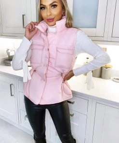 AX Paris Baby Pink Puffer Gilet
