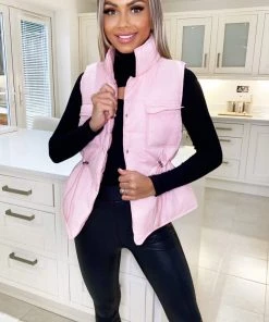 AX Paris Baby Pink Puffer Gilet