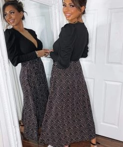 AX Paris Black 2 In 1 Pink Polka Dot Wrap Dress Dresses