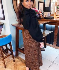 AX Paris Dresses Black 2 In 1 Puff Sleeve Leopard Print Dress