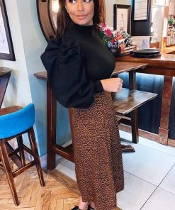 AX Paris Dresses Black 2 In 1 Puff Sleeve Leopard Print Dress