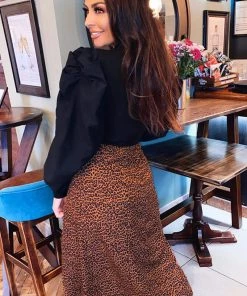 AX Paris Dresses Black 2 In 1 Puff Sleeve Leopard Print Dress