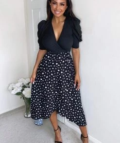 AX Paris Black 2 In 1 Wrap Over Printed Dress Dresses