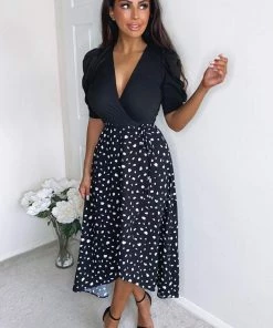 AX Paris Black 2 In 1 Wrap Over Printed Dress Dresses 7 AX Paris Black 2 In 1 Wrap Over Printed Dress Dresses