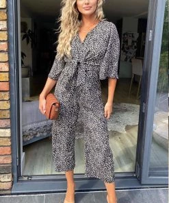 AX Paris Jumpsuits And Playsuits Black Aztec Tie Front Jumpsuit
