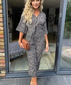 AX Paris Jumpsuits And Playsuits Black Aztec Tie Front Jumpsuit