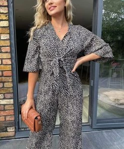 AX Paris Jumpsuits And Playsuits Black Aztec Tie Front Jumpsuit