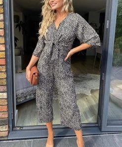 AX Paris Jumpsuits And Playsuits Black Aztec Tie Front Jumpsuit