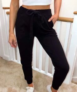 AX Paris Loungewear Black Basic Drawstring Joggers