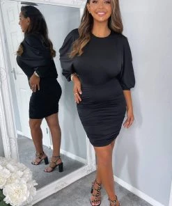 AX Paris Black Bat Wing Ruched Mini Dress 7 AX Paris Black Bat Wing Ruched Mini Dress