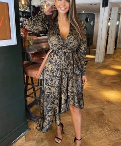 AX Paris Black Butterfly Printed Wrap Midi Dress Dresses