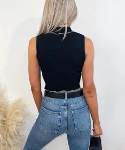 AX Paris Black Contrast Edge Stitch Top Tops 10 AX Paris Black Contrast Edge Stitch Top Tops