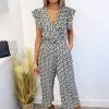 AX Paris Jumpsuits And Playsuits Black Daisy Print Wrap Jumpsuit