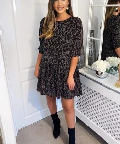 AX Paris Dresses Black Ditsy Floral Frill Swing Dress