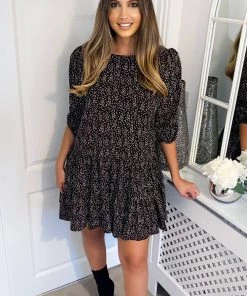 AX Paris Dresses Black Ditsy Floral Frill Swing Dress