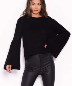 AX Paris Black Flare Sleeve Knitted Jumper