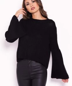 AX Paris Black Flare Sleeve Knitted Jumper 8 AX Paris Black Flare Sleeve Knitted Jumper