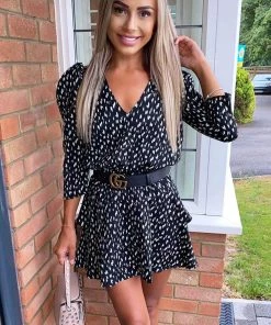 AX Paris Black Floral Abstract Tiered Mini Dress Dresses