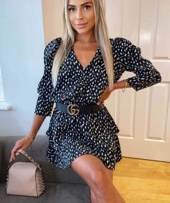 AX Paris Black Floral Abstract Tiered Mini Dress Dresses