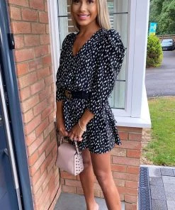 AX Paris Black Floral Abstract Tiered Mini Dress Dresses 7 AX Paris Black Floral Abstract Tiered Mini Dress Dresses