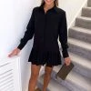 AX Paris Black Frill Hem Shirt Dress