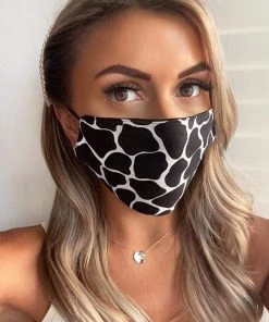 AX Paris Black Giraffe Printed Face Covering Accessories