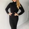 AX Paris Black Long-line Roll Neck Knitted Dress Dresses