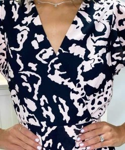 AX Paris Jumpsuits And Playsuits Black Nude Abstract Print Wrap Over Dress