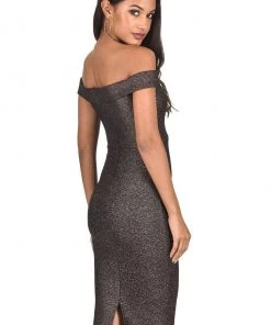 AX Paris Black Off The Shoulder Sparkle Midi Dress Dresses