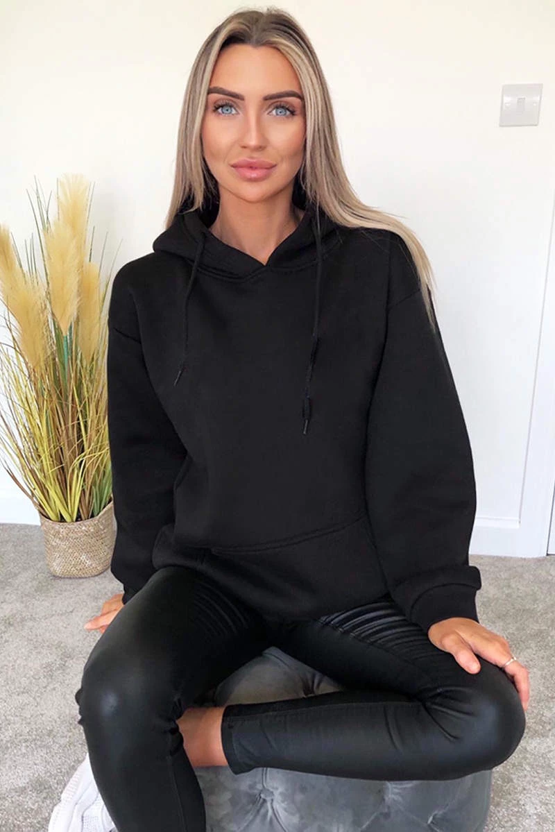 AX Paris Black Oversized Hoodie Tops 2 AX Paris Black Oversized Hoodie Tops