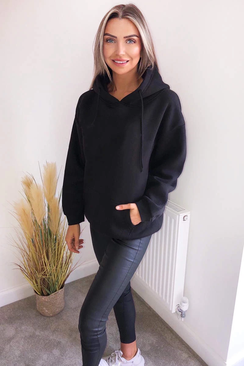 AX Paris Black Oversized Hoodie Tops 3 AX Paris Black Oversized Hoodie Tops