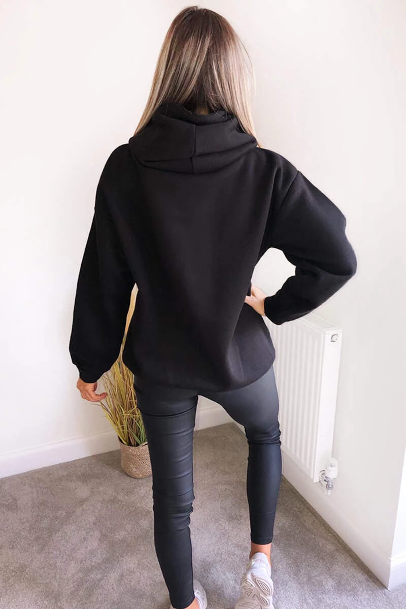 AX Paris Black Oversized Hoodie Tops 4 AX Paris Black Oversized Hoodie Tops
