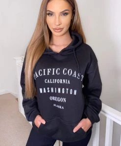 AX Paris Black Pacific Coast Hoodie