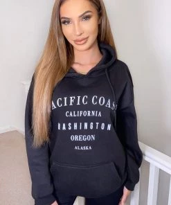 AX Paris Black Pacific Coast Hoodie
