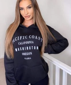AX Paris Black Pacific Coast Hoodie
