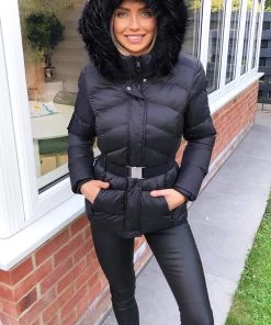 AX Paris Black Padded Belted Puffer Jacket Coats & Jackets 9 AX Paris Black Padded Belted Puffer Jacket Coats & Jackets