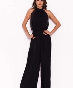 AX Paris Jumpsuits And Playsuits Black Pleated Choker Neck Jumpsuit